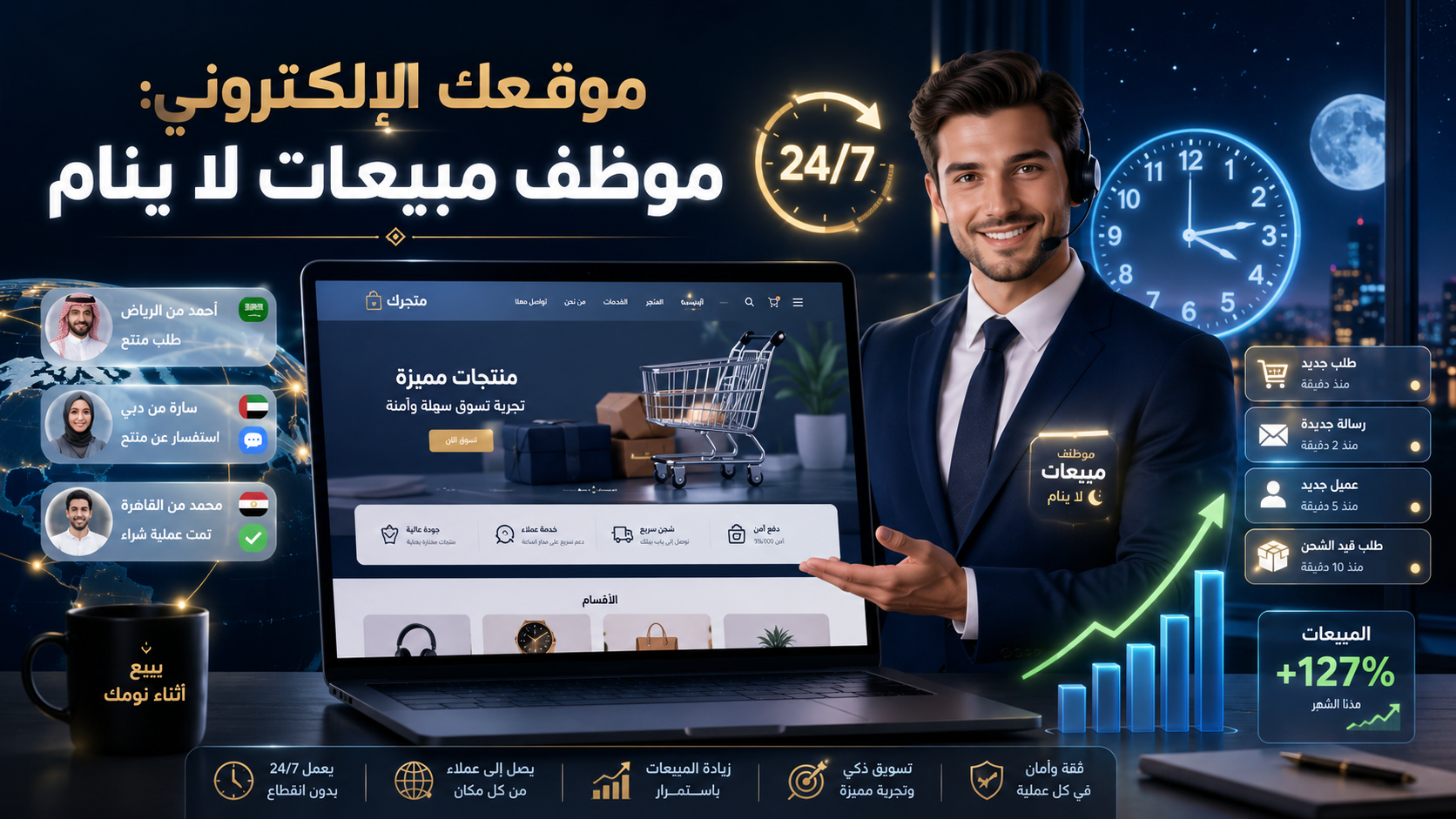 موقعك الإلكتروني: موظف مبيعات لا ينام